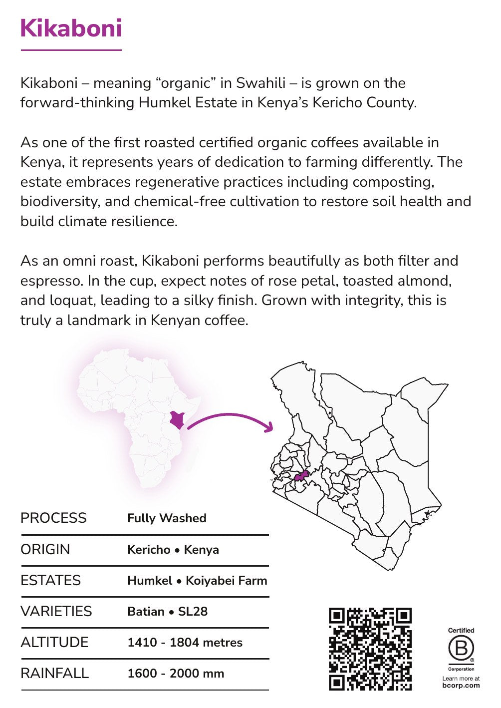 Kikaboni info card back
